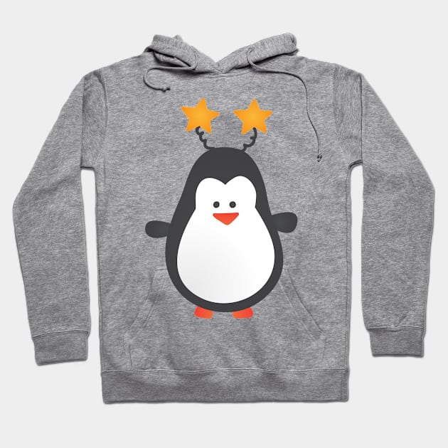 Cute Penguin with Star Headband Hoodie by bluerockproducts